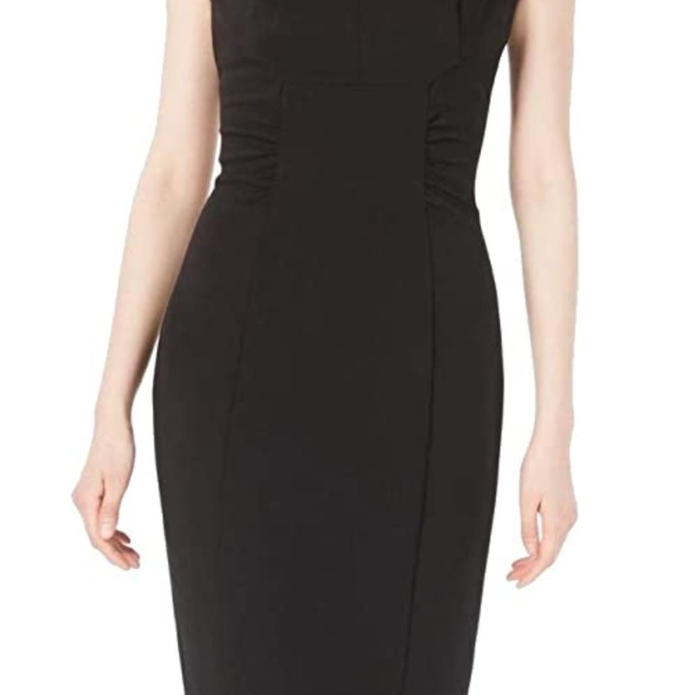 NWT Calvin Klein Sleeveless V-Neck Sheath Dress with Ruched Sides